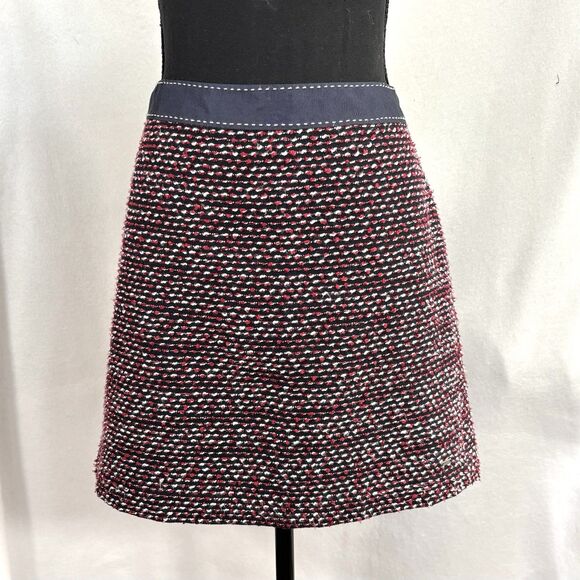 TOMMY HILFIGER Tweed Mini Skirt Blue Red Mix Lined - Picture 1 of 9